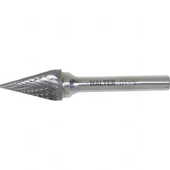 WALTER Surface Technologies - 1/8" Cut Diam, 1/8" Shank Diam, Cone Head Double Cut Burr - Carbide, 7/16" LOC - Benchmark Tooling
