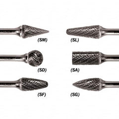 WALTER Surface Technologies - 1/8" Cut Diam, 1/8" Shank Diam, Cone Head Double Cut Burr - Carbide, 1/2" LOC - Benchmark Tooling