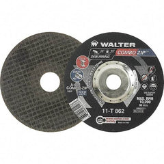 WALTER Surface Technologies - 60 Grit, 6" Wheel Diam, 5/64" Wheel Thickness, 7/8" Arbor Hole, Type 27 Depressed Center Wheel - 10,200 Max RPM - Benchmark Tooling