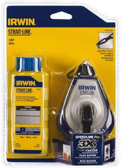 Irwin - 100' Long Reel & Chalk Set - Blue, Includes (1) 4 oz Standard Blue Chalk (3.5:1) & (1) SPEEDLINE Pro Chalk Reel - Benchmark Tooling