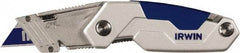 Irwin - Fixed Folding Utility Knife - Metal Handle, 3 Blades Included - Benchmark Tooling