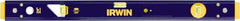 Irwin - 24" Long 3 Vial Box Beam Level - Aluminum, Blue/Yellow, 1 Level & 2 Plumb Vials - Benchmark Tooling