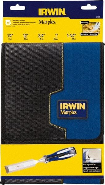 Irwin - 5 Piece Wood Chisel Set - Acetate, Sizes Included 1/4 to 1-1/4" - Benchmark Tooling