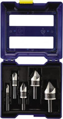 Irwin - 5 Piece, 1/4 to 3/4" Head Diam, 82° Included Angle, Single End Countersink Set - Benchmark Tooling