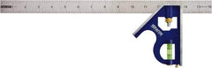 Irwin - 2 Piece, 16" Combination Square Set - 1/16, 1/32, 1/64 & 1/8" (4R) Graduation, Stainless Steel Blade, Cast Zinc Square Head - Benchmark Tooling