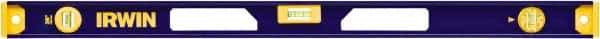 Irwin - 36" Long 3 Vial I-Beam Level - Aluminum, Blue/Yellow, 1 Plumb & 2 Level Vials - Benchmark Tooling