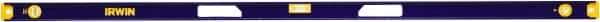 Irwin - 72" Long 3 Vial I-Beam Level - Aluminum, Blue/Yellow, 1 Plumb & 2 Level Vials - Benchmark Tooling