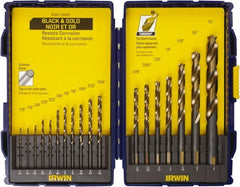 Irwin - 1/16 to 1/2", Oxide/Gold Finish, High Speed Steel Reduced Shank Drill Bit Set - Benchmark Tooling