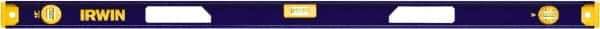 Irwin - Magnetic 48" Long 3 Vial I-Beam Level - Aluminum, Blue/Yellow, 1 Plumb & 2 Level Vials - Benchmark Tooling