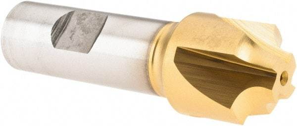 Melin Tool - 1/4" Radius, 1" Mill Diam, 4 Flute Cobalt Corner Rounding End Mill - Single End, TiN Finish, 1/2" Tip Diam, 3-1/4" OAL, 1" Shank Diam - Benchmark Tooling