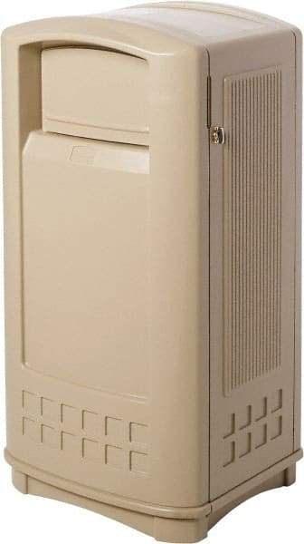 Rubbermaid - 35 Gal Beige Rectangle Decorative Waste Receptacle With Top - 1,044mm High x 543.56mm Long x 515.62mm Wide - Benchmark Tooling