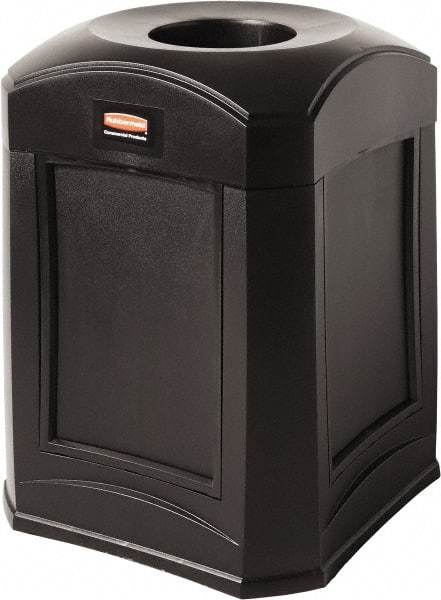 Rubbermaid - 35 Gal Black Square Decorative Waste Receptacle With Top - 31" High x 609.6mm Long x 24" Wide - Benchmark Tooling