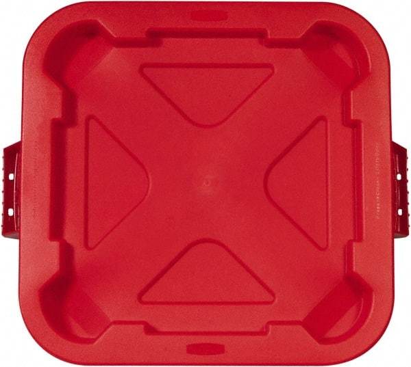 Rubbermaid - Square Lid for Use with 28 Gal Square Trash Cans - Red, Polyethylene, For Brute Trash Cans - Benchmark Tooling