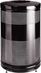 Rubbermaid - 51 Gal Black Round Decorative Waste Receptacle With Top - Steel, 902mm High - Benchmark Tooling