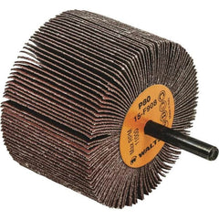 WALTER Surface Technologies - 3" Diam x 2" Face Width, Medium Aluminum Oxide Coated Mounted Flap Wheel - 1/4" Shank Mount, 80 Grit, Cloth Backing, 11,000 Max RPM - Benchmark Tooling