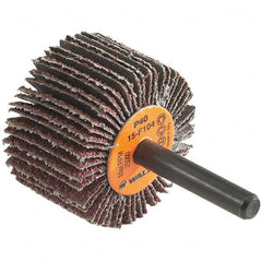 WALTER Surface Technologies - 1-1/2" Diam x 3/8" Face Width, Coarse Aluminum Oxide Coated Mounted Flap Wheel - 1/4" Shank Mount, 40 Grit, Cloth Backing, 25,000 Max RPM - Benchmark Tooling