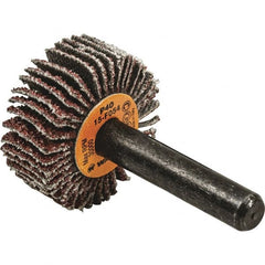 WALTER Surface Technologies - 1" Diam x 3/8" Face Width, Coarse Aluminum Oxide Coated Mounted Flap Wheel - 1/4" Shank Mount, 40 Grit, Cloth Backing, 30,000 Max RPM - Benchmark Tooling