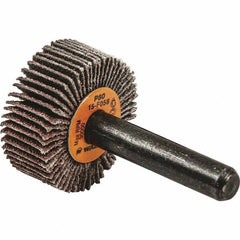 WALTER Surface Technologies - 1" Diam x 1" Face Width, Medium Aluminum Oxide Coated Mounted Flap Wheel - 1/4" Shank Mount, 80 Grit, Cloth Backing, 30,000 Max RPM - Benchmark Tooling