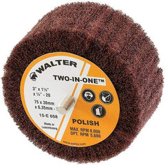 WALTER Surface Technologies - 3" Diam x 1-1/2" Face Width, Extra Fine Aluminum Oxide Nonwoven Mounted Flap Wheel - 1/4-20 Threaded Mount, 360 Grit, Interleaf, 8,000 Max RPM - Benchmark Tooling