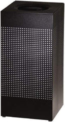 Rubbermaid - 16 Gal Black Square Decorative Waste Receptacle With Top - Steel, 30" High x 374.65mm Long x 374.65mm Wide - Benchmark Tooling