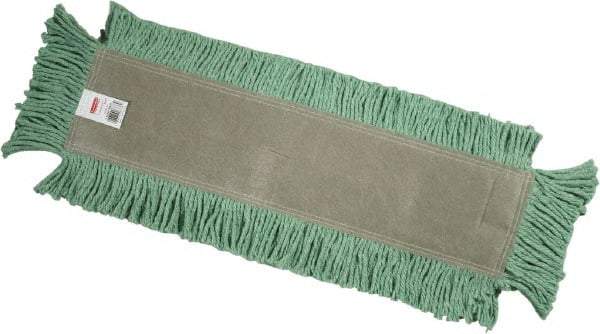 Rubbermaid - 24" Long x 5" Wide Cotton/Synthetic Dust Mop Head - Envelope Connection, Green, Cut-End Head - Benchmark Tooling