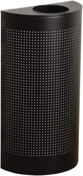 Rubbermaid - 12 Gal Black Half-Round Decorative Waste Receptacle With Top - Steel, 32" High x 18" Wide - Benchmark Tooling