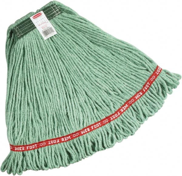 Rubbermaid - Green Head Band, Medium Blended Fiber Loop End Mop Pad - Quick Change Connection - Benchmark Tooling