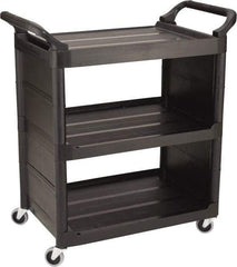 Rubbermaid - 150 Lb Capacity, 18-5/16" Wide x 34" Long x 36-5/8" High Standard Utility Cart - 3 Shelf, Plastic, Swivel Casters - Benchmark Tooling