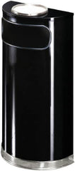 Rubbermaid - 9 Gal Black Half-Round Decorative Waste Receptacle With Top - Steel, 813mm High x 457.2mm Wide - Benchmark Tooling