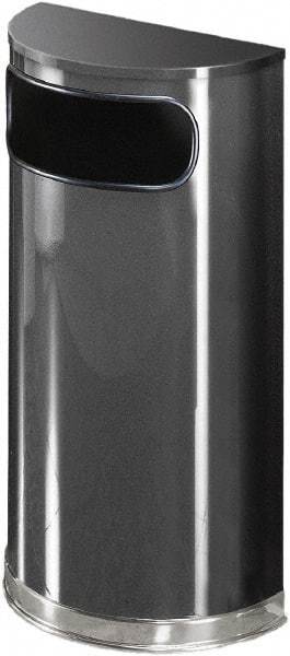 Rubbermaid - 9 Gal Gray Half-Round Decorative Waste Receptacle With Top - Steel, 813mm High x 457.2mm Wide - Benchmark Tooling