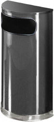 Rubbermaid - 9 Gal Gray Half-Round Decorative Waste Receptacle With Top - Steel, 813mm High x 457.2mm Wide - Benchmark Tooling