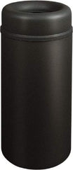 Rubbermaid - 15 Gal Black Round Decorative Waste Receptacle With Top - Steel, 30" High - Benchmark Tooling