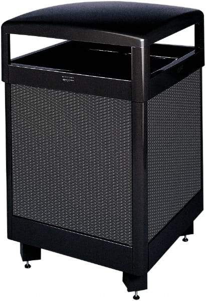 Rubbermaid - 38 Gal Black Square Decorative Waste Receptacle With Top - Steel, 40" High x 660.4mm Long x 26" Wide - Benchmark Tooling