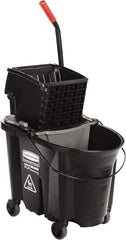 Rubbermaid - 35 Qt Plastic Steel Bucket & Wringer - 510.54mm Long x 927.1mm High x 398.78mm Wide, Black - Benchmark Tooling