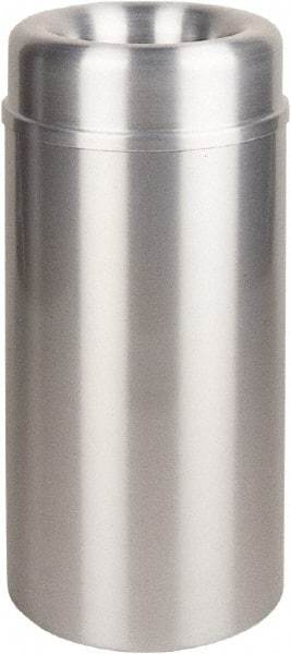 Rubbermaid - 15 Gal Aluminum Round Decorative Waste Receptacle With Top - Steel, 30" High - Benchmark Tooling