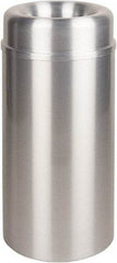 Rubbermaid - 15 Gal Aluminum Round Decorative Waste Receptacle With Top - Steel, 30" High - Benchmark Tooling