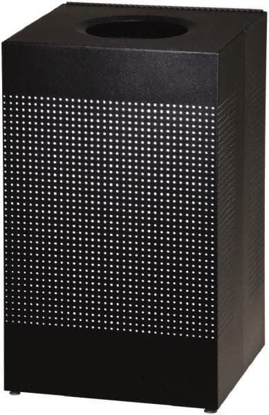 Rubbermaid - 20 Gal Black Square Decorative Waste Receptacle With Top - Steel, 30" High x 476.25mm Long x 476.25mm Wide - Benchmark Tooling