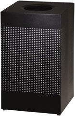 Rubbermaid - 20 Gal Black Square Decorative Waste Receptacle With Top - Steel, 30" High x 476.25mm Long x 476.25mm Wide - Benchmark Tooling