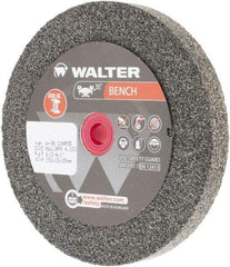 WALTER Surface Technologies - 36 Grit Aluminum Oxide Bench & Pedestal Grinding Wheel - 6" Diam x 1" Hole x 3/4" Thick, 4100 Max RPM, Coarse Grade, Vitrified Bond - Benchmark Tooling