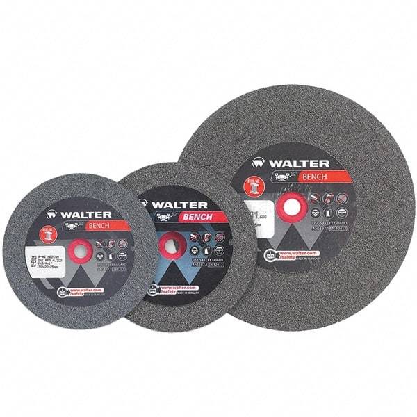 WALTER Surface Technologies - 36 Grit Aluminum Oxide Bench & Pedestal Grinding Wheel - 6" Diam x 1" Hole x 1" Thick, 4100 Max RPM, Coarse Grade, Vitrified Bond - Benchmark Tooling
