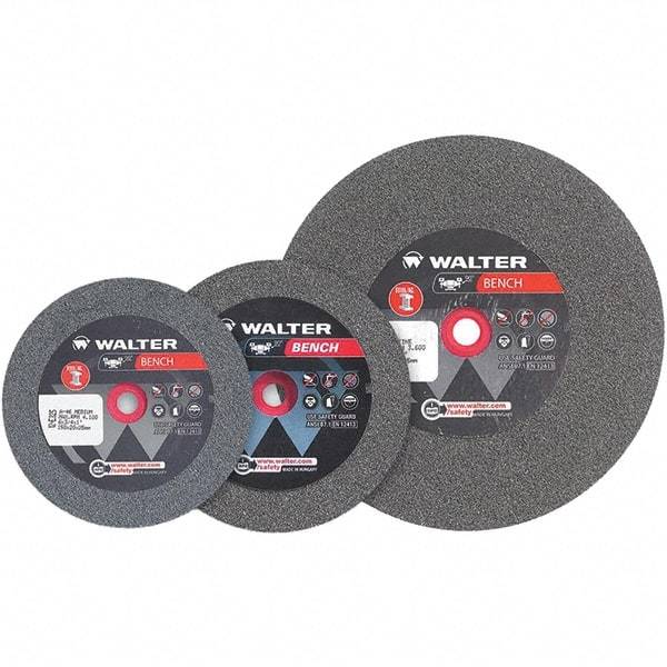 WALTER Surface Technologies - 60 Grit Aluminum Oxide Bench & Pedestal Grinding Wheel - 10" Diam x 1" Hole x 1-1/4" Thick, 2500 Max RPM, Fine Grade, Vitrified Bond - Benchmark Tooling