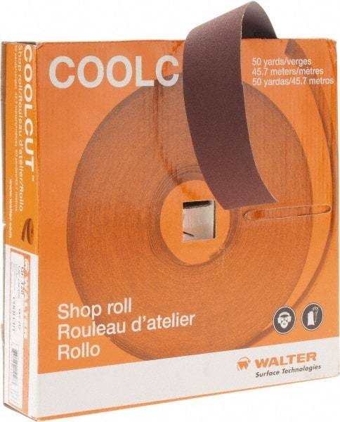 WALTER Surface Technologies - 1-1/2" x 50 Yd 120 Grit Aluminum Oxide Cloth Roll - J Weighted Backing - Benchmark Tooling