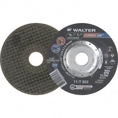 WALTER Surface Technologies - 60 Grit, 5" Wheel Diam, 5/64" Wheel Thickness, 7/8" Arbor Hole, Type 27 Depressed Center Wheel - 12,200 Max RPM - Benchmark Tooling
