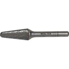 WALTER Surface Technologies - 5/8" Cut Diam, 1/4" Shank Diam, Cone Head Double Cut Burr - Carbide, 3/16" LOC - Benchmark Tooling