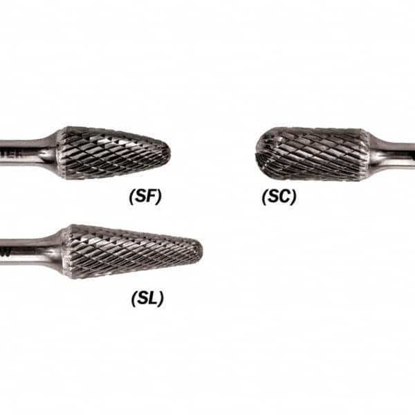 WALTER Surface Technologies - 1/2" Cut Diam, 1/4" Shank Diam, Cylinder Ball End Head Double Cut Burr - Carbide, 1" LOC - Benchmark Tooling