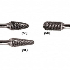 WALTER Surface Technologies - 1/2" Cut Diam, 1/4" Shank Diam, Cylinder Ball End Head Double Cut Burr - Carbide, 1" LOC - Benchmark Tooling