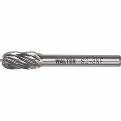 WALTER Surface Technologies - 1/4" Cut Diam, 1/4" Shank Diam, Cylinder Ball End Head Double Cut Burr - Carbide, 5/8" LOC - Benchmark Tooling