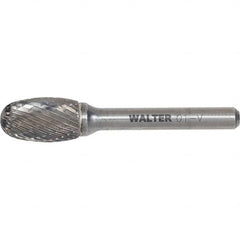 WALTER Surface Technologies - 1/2" Cut Diam, 1/4" Shank Diam, Egg Head Double Cut Burr - Carbide, 7/8" LOC - Benchmark Tooling