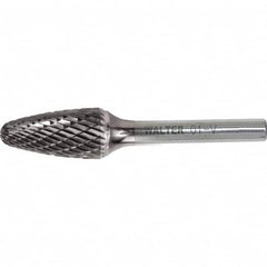 WALTER Surface Technologies - 1/8" Cut Diam, 1/8" Shank Diam, Tree Head Double Cut Burr - Carbide, 1/2" LOC - Benchmark Tooling