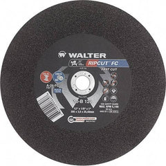 WALTER Surface Technologies - 12" 24 Grit Aluminum Oxide Cutoff Wheel - 1/8" Thick, 1" Arbor, 5,100 Max RPM, Use with Stationary Tools - Benchmark Tooling